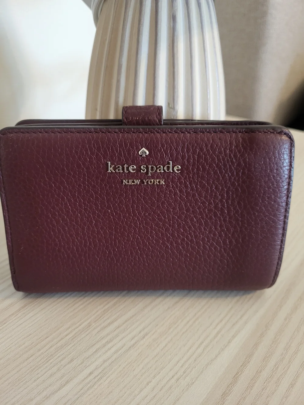 Kate Spade New York Leila Medium Bifold Burgundy Leather Wallet